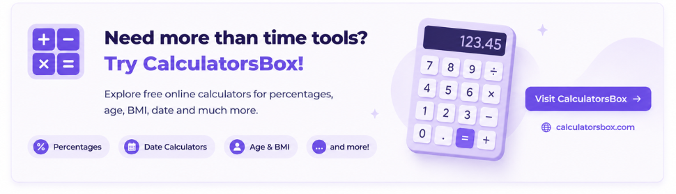 CalculatorsBox free online calculators for percentages, age, BMI and date calculations.